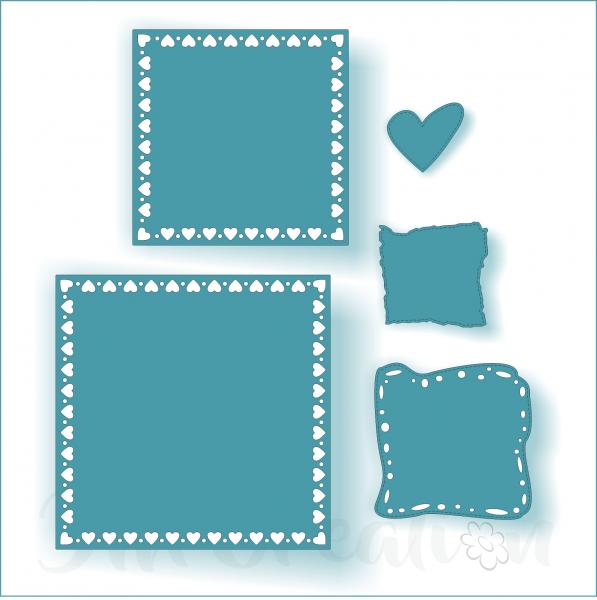 Stanzschablone - Herzrand quadratisch